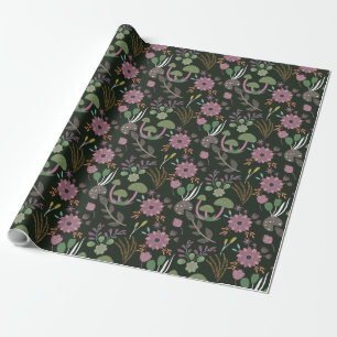 Papier Cadeau Modèle floral foncé