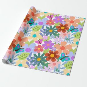Papier Cadeau Modèle floral lunaire