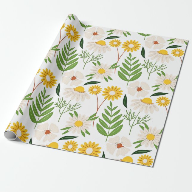 Papier Cadeau Modèle floral marais (Déroulé)