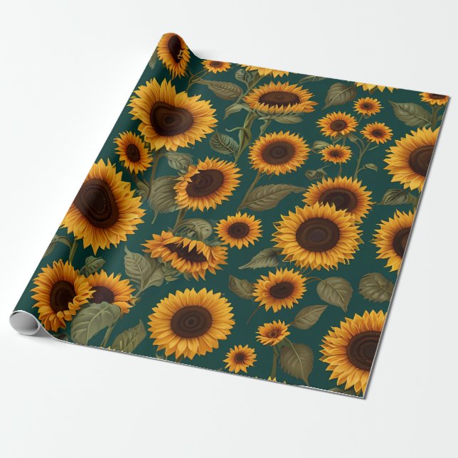 Papier Cadeau Modèle floral motif papier d'enveloppement cadeau (Déroulé)