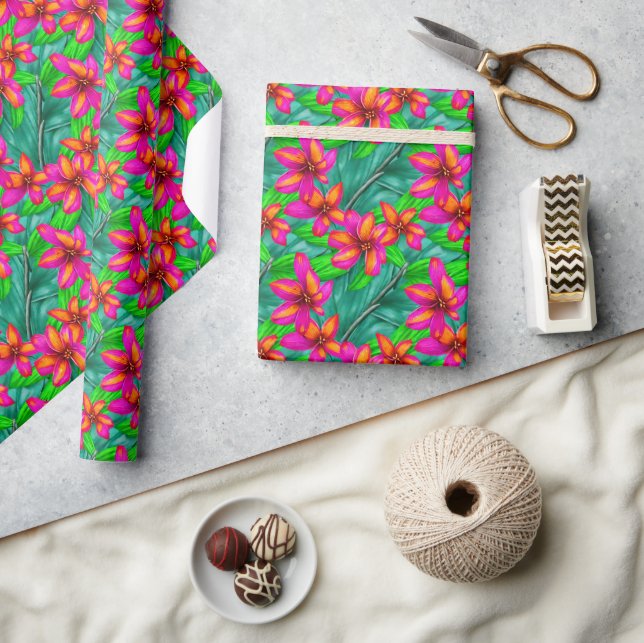 Papier Cadeau Modèle floral Paradis tropical (Artisanat)