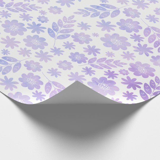 Papier Cadeau Modèle floral tiré à la main de lavande (Coin)