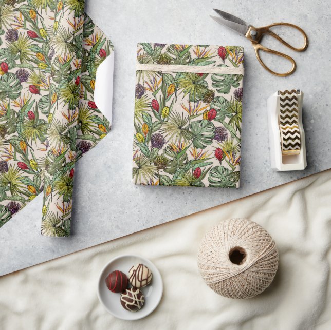 Papier Cadeau Modèle floral tropical (Artisanat)