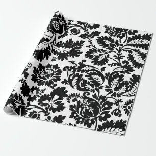 Papier Cadeau Modèle floral vénitien noir et blanc de William Mo