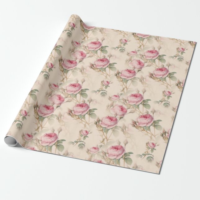 Papier Cadeau Modèle Floral vintage (Déroulé)