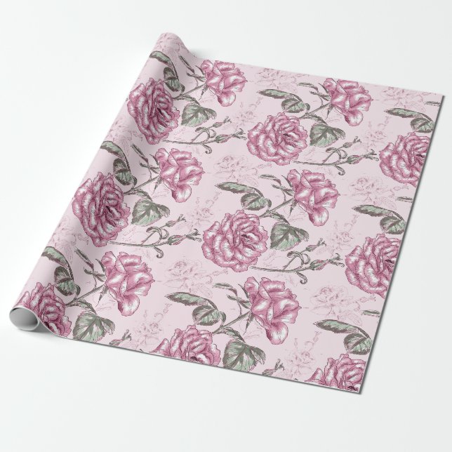 Papier Cadeau Modèle Floral vintage (Déroulé)