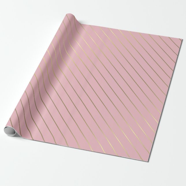 Papier Cadeau Modèle glamour Rose et doré Élégant (Déroulé)