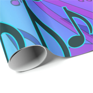 Papier Cadeau Modèle musical Notes de musique rêveuses et tourbi