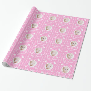 Papier Cadeau Modèle photo de bébé avec des fleurs et des lap