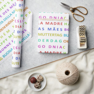 Papier Cadeau Modèle sans couture de fête des mères multilingue