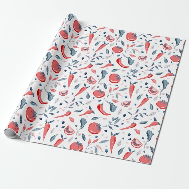 Papier Cadeau Modèle végétal de carottes de tomates (Déroulé)