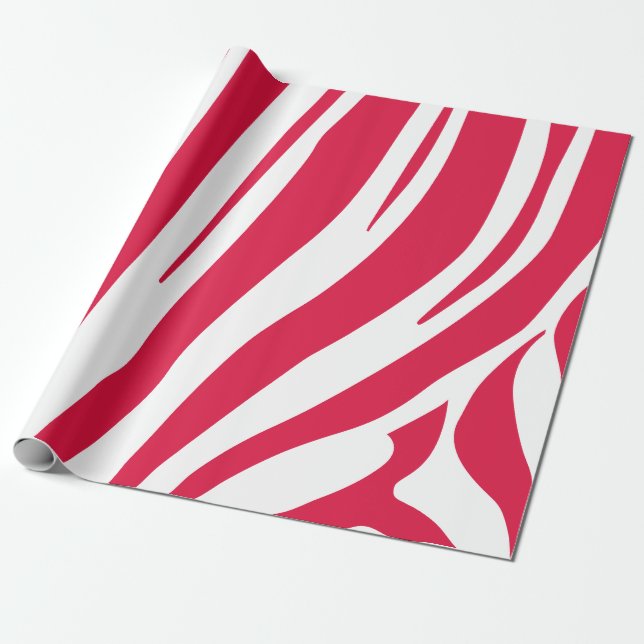 Papier Cadeau Modèle Zèbre rose et blanc (Déroulé)