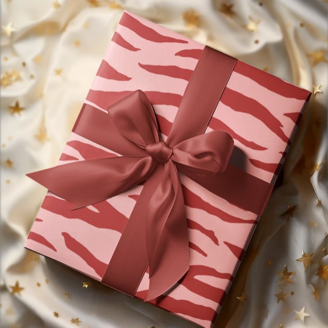 Papier Cadeau Modèle Zèbre Rouge Et Rose (Créateur téléchargé)