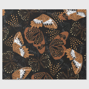 Papier Cadeau Modern Black and Brown Insect Print Wrapping