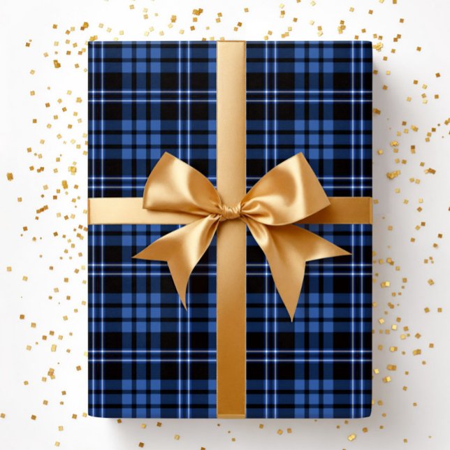 Papier Cadeau Modern Blue Plaid Pattern (Modern Blue Plaid Pattern Wrapping Paper)