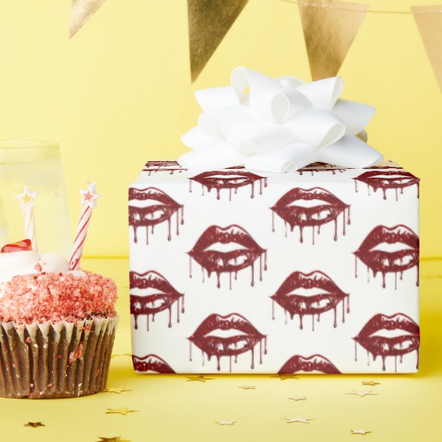 Papier Cadeau Modern Glitter Lips Valentine Pattern (Fête d'anniversaire)