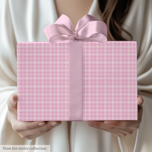 Papier Cadeau Modern Light Pink Plaid 80th Birthday Gift Wrap (Modern Light Pink Plaid 80th Birthday Gift Wrap)
