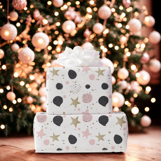 Papier Cadeau Modern Pink Gold Abstract Christmas Wrapping Paper