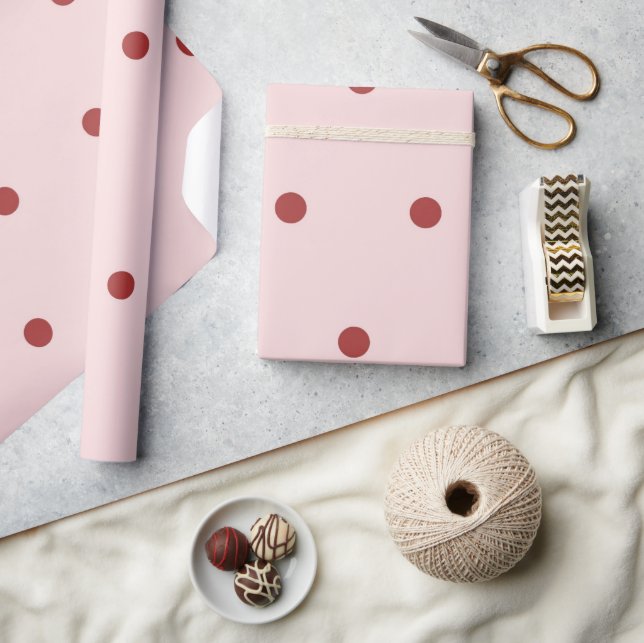 Papier Cadeau Modern Pink & Red Polka Dots Pattern (Artisanat)