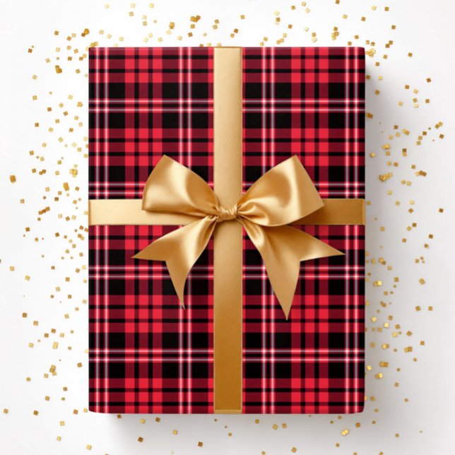 Papier Cadeau Modern Red Plaid Pattern (Modern Red Plaid Pattern Wrapping Paper)