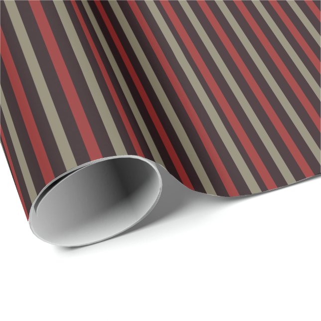 Papier Cadeau Modern Red Sage Black Stripe Christmas (Coin rond)