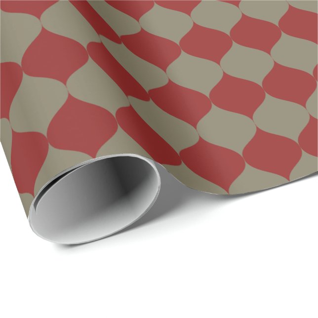 Papier Cadeau Modern Red Sage Christmas Ogee  (Coin rond)