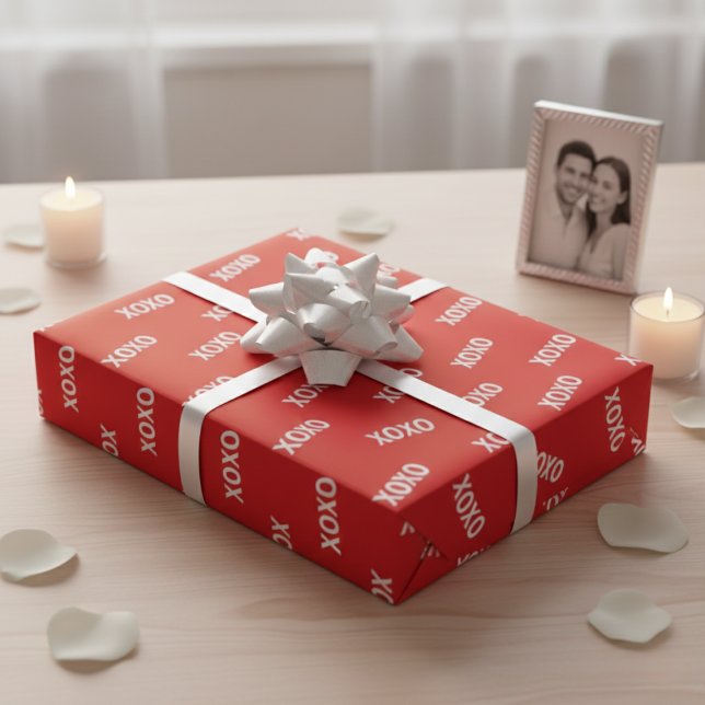 Papier Cadeau Modern XOXO Red & White Valentine’s Day (Modern XOXO Red & White Valentine’s Day Wrapping Paper)