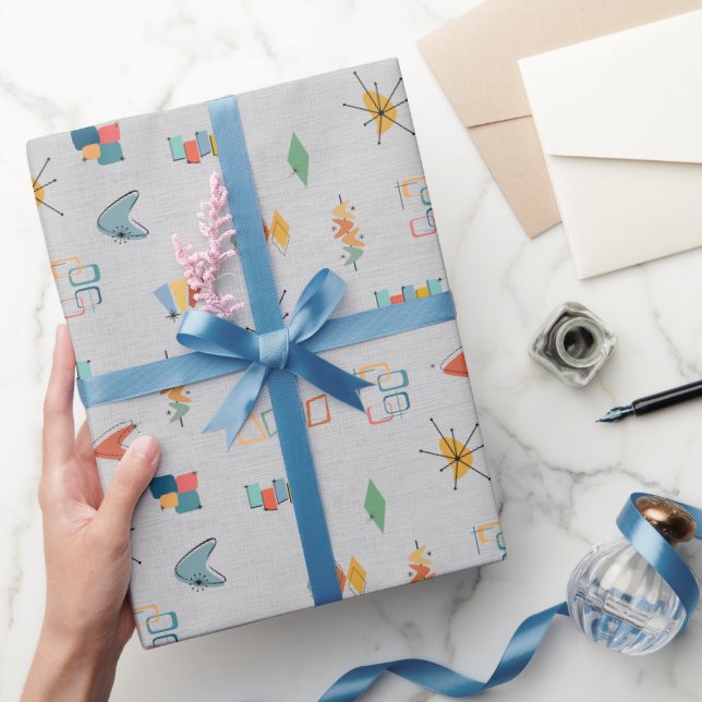 Papier Cadeau Moderne de milieu de siècle Texturé Gris Clair (Cadeaux)