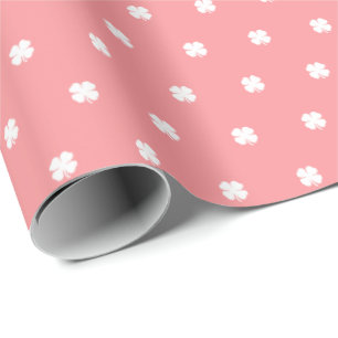 Papier Cadeau Moderne Elegant Festif rose Lucky Motif Clover
