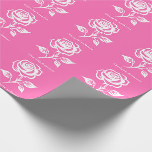 Papier Cadeau Moderne Élégant Rose Chaud Et Rose Nom Personnalis