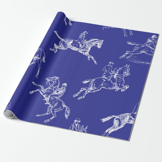 Papier Cadeau Moderne et élégant Royal Blue Horseback Riding Toi (Déroulé)