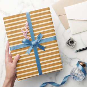Papier Cadeau Moderne Ferme Rustique Rétro Moutarde Rayée