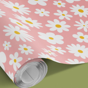 Papier Cadeau Moderne Flat Graphic Daisy Rose N'Importe Quelle O