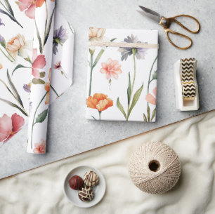 Papier Cadeau Moderne Fleur sauvage aquarelle Botanique Floral