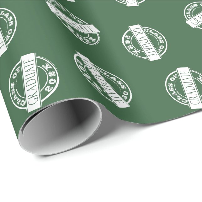 Papier Cadeau Moderne Green Custom Graduation Année d'études (Coin rond)