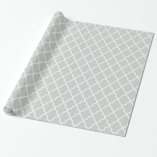 Papier Cadeau Moderne gris clair et blanc Quatrefoil marocain