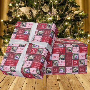 Papier Cadeau Moderne JOY Chic Bourgogne Rouge rose 3 Photo Coll