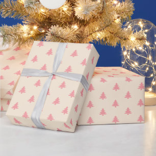 Papier Cadeau Moderne minimal Girly rose arbres de Noël envelop