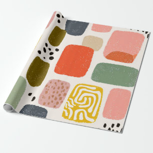 Papier Cadeau Moderne motif abstrait aquarelle Boho Coloré