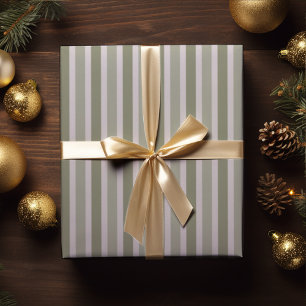 Papier Cadeau Moderne Noël rayures vertes Classique