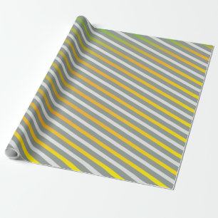 Papier Cadeau Moderne rayé Motif gris vert orangé gris beau