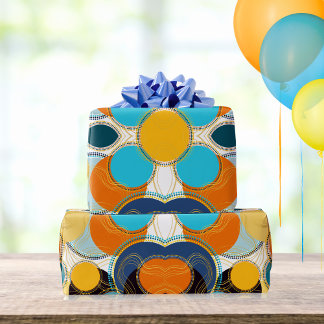 Papier Cadeau Moderne Retro coloré amusant Géométrique Abstrait