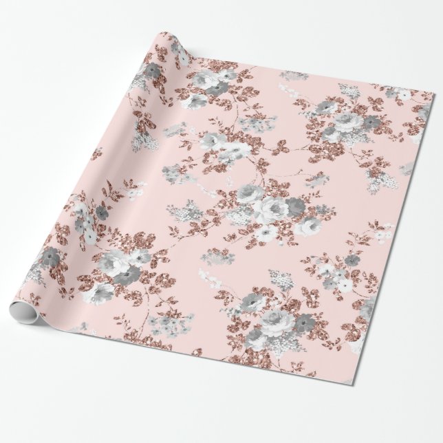 Papier Cadeau Moderne rougissent les parties scintillantes roses (Déroulé)