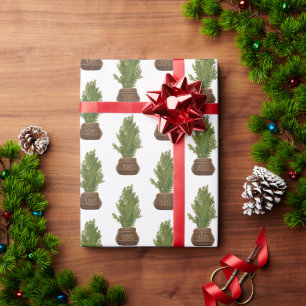Papier Cadeau Moderne Russe Aquarelle Noël Arbre de Noël