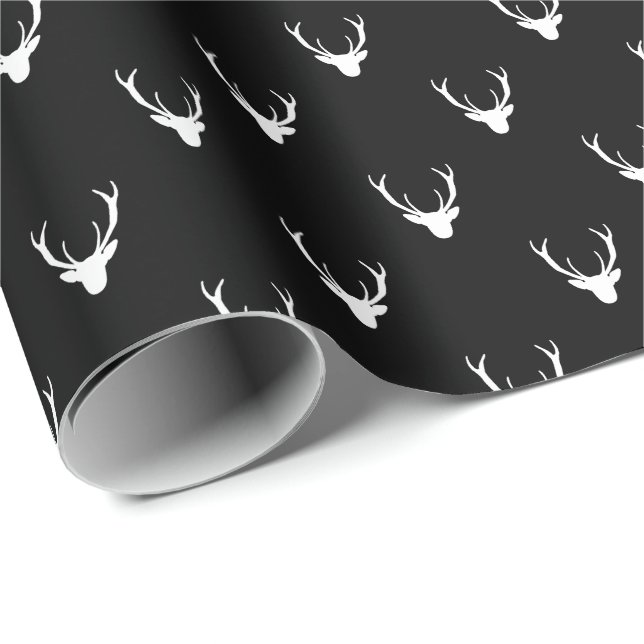 Papier Cadeau Moderne Russe Reindeer Antlers Noël (Coin rond)