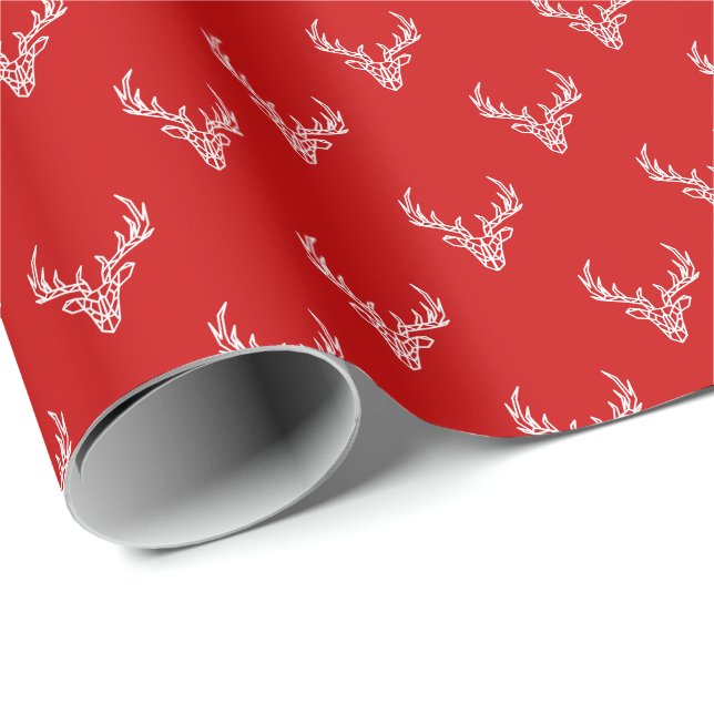 Papier Cadeau Moderne Russe Reindeer Antlers Noël (Coin rond)