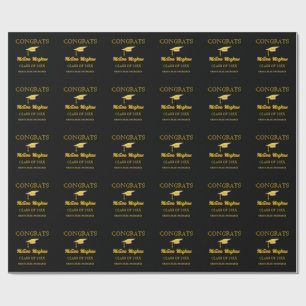 Papier Cadeau Moderne Simple Or Casquette Typographie Grad Party