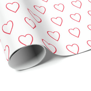 Papier Cadeau Moderne simple Valentine Red Hearts Motif