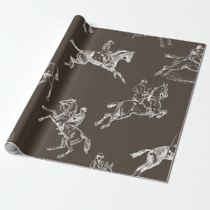Papier Cadeau Moderne Style Taupe Blanc Horseback Toile
