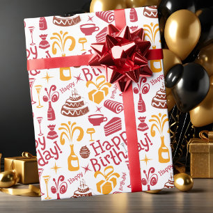 Papier Cadeau Moderne tendance et heureux voeux d'anniversaire